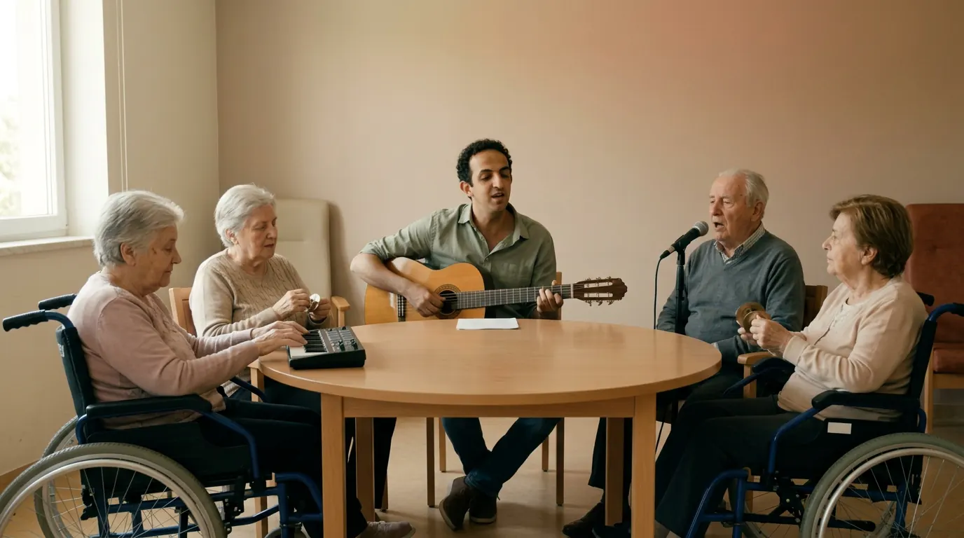 Sesión de musicoterapia en una residencia