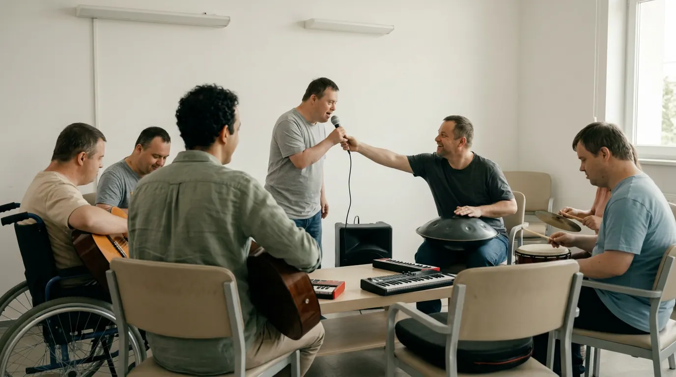 Sesión grupal de musicoterapia